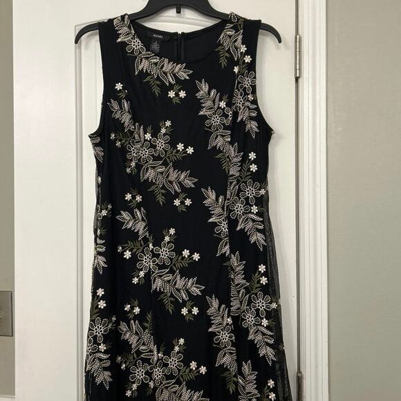Alfani Black Mesh Floral Embroidered Asymmetrical Fairygoth Sleeveless Dress 6 - Picture 3 of 15
